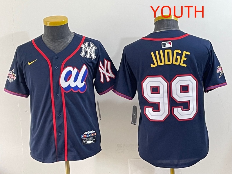 Youth 2025 New York Yankees 99 Judge Drak Blue All star Blank Blue Nike MLB Jersey style 8